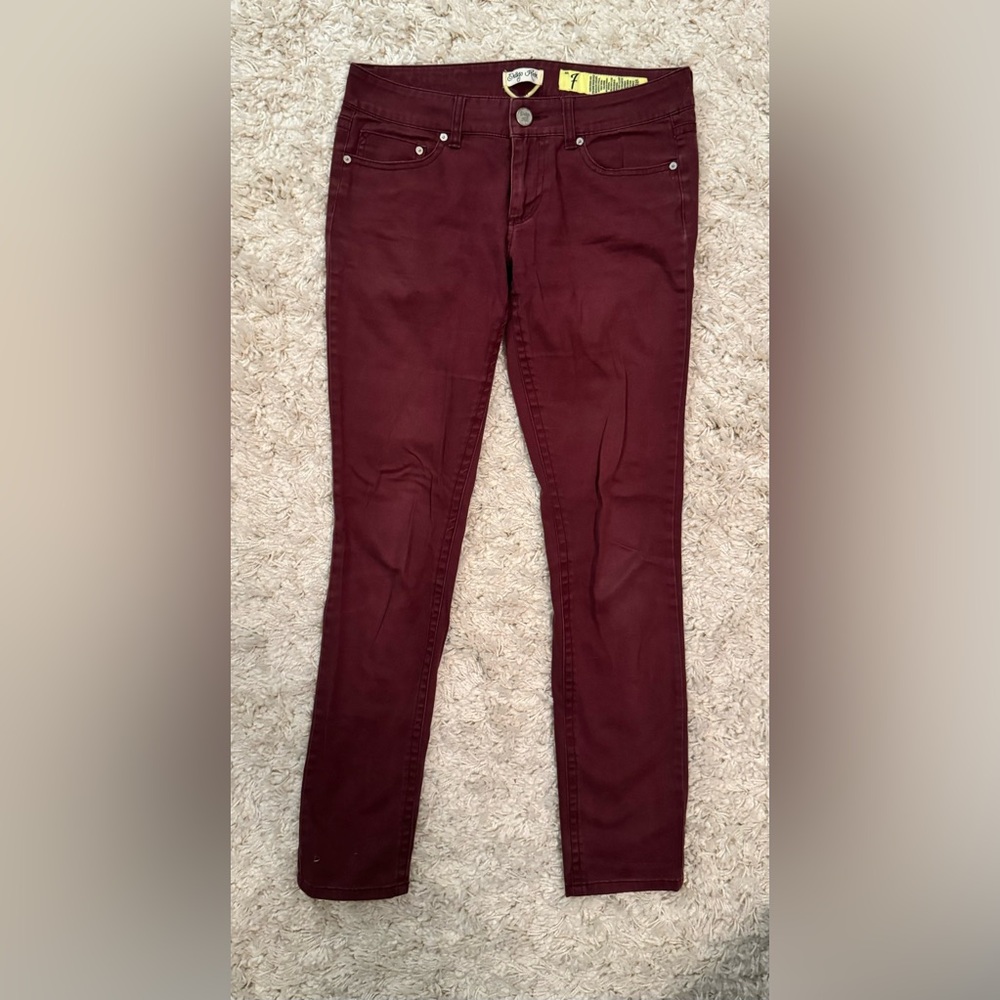 Burgundy Red Low Rise Skinny Jeans